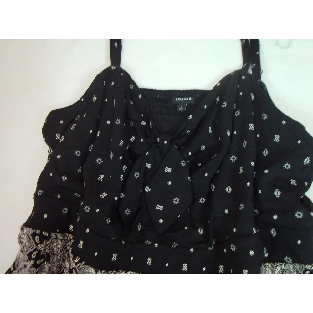 Torrid Women's Smocked Gauze Wide Leg Crop Jumpsuit Spaghetti Straps Size 4X BLK